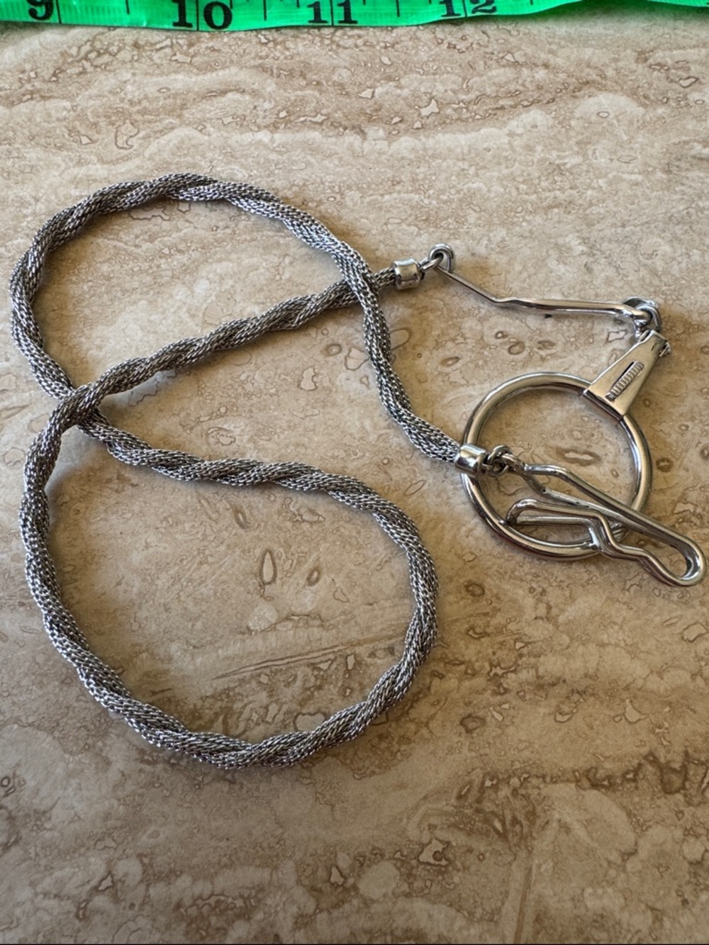 Silver-Tone Mesh Rope pocket Watch chain with Toggle Clasp